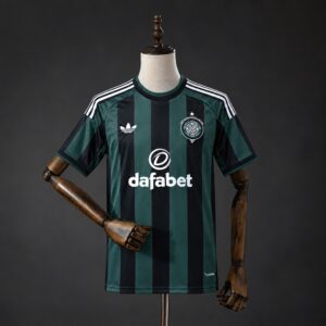 Camiseta Celtic 2026-2027 visitante verde oscuro y negra con escudo conmemorativo y patrocinador Dafabet