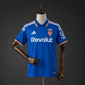 Camiseta Como 1907 2026-2027 local azul con cuello polo y patrocinador Revolut