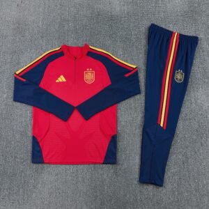 Chándal España 2026-2027 Pro rojo y azul marino con sudadera de cremallera corta y pantalón largo